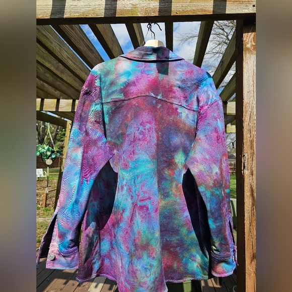 Custom Tie Dye Denim Shacket Express XL - Picture 9 of 9